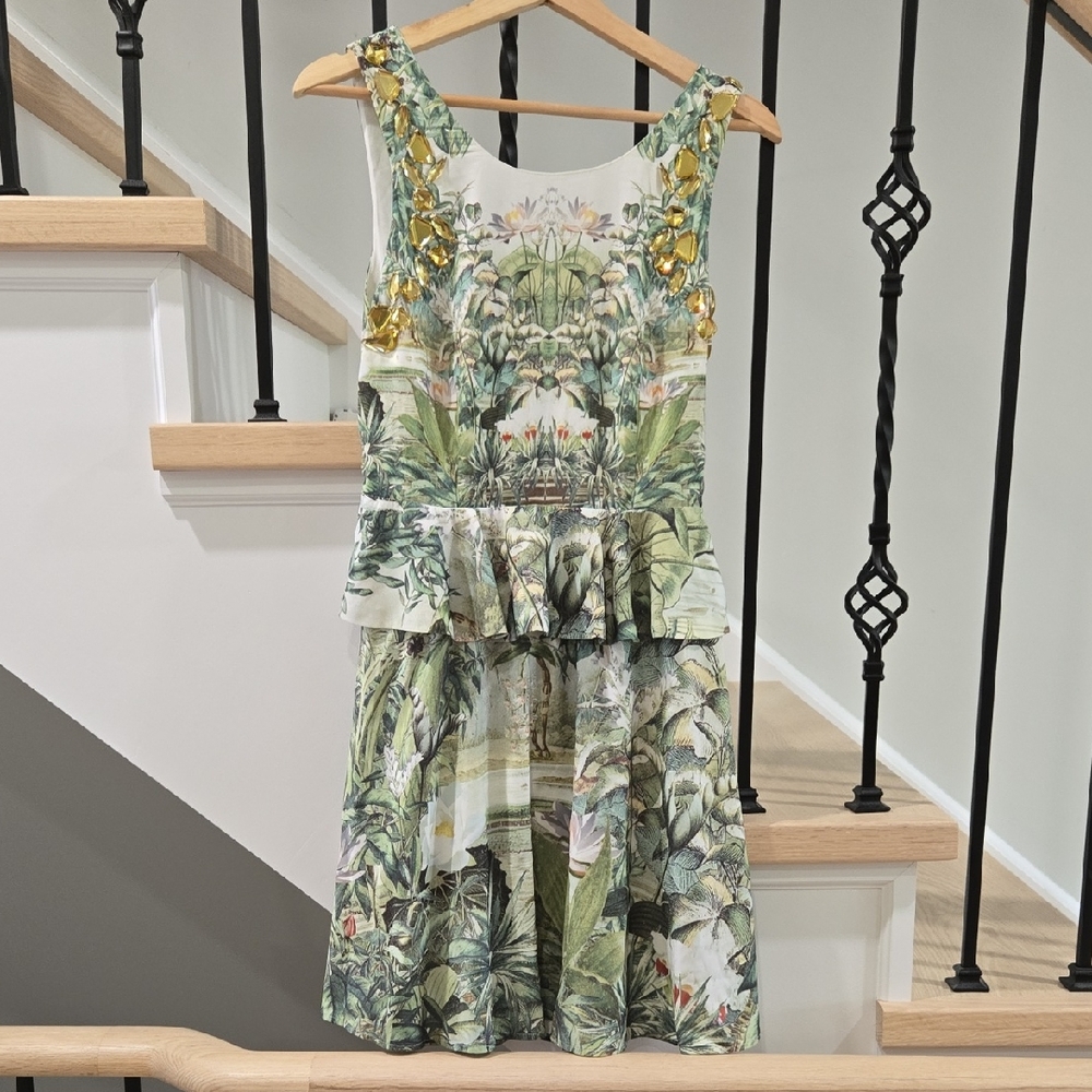 H&M Conscious Collection Green Floral Dress - Sz 8